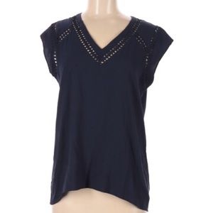 Outback Red - Navy blouse with cutout detail